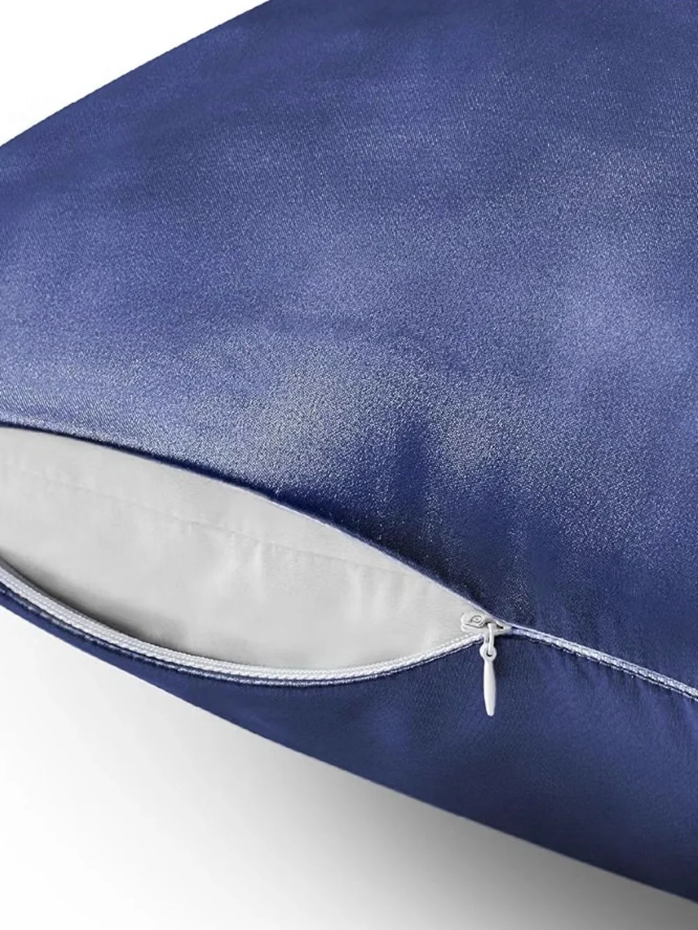 Luxury Navy Satin Pillowcase with Hidden Zipper - Smooth Home Bedding 2 King